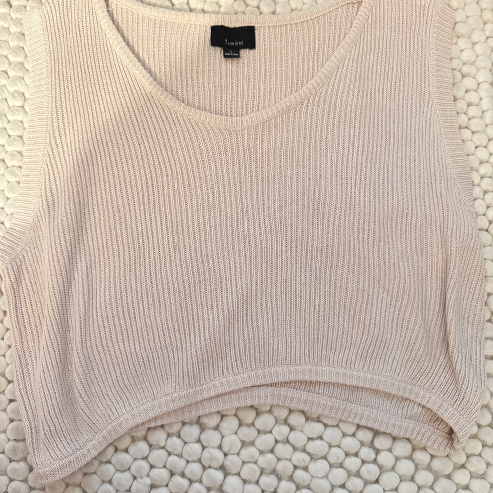 Lumiere Cream Knit Tank Top